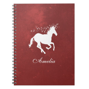 Red Unicorn Personalised Notebook