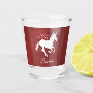 Red Unicorn Personalised Shot glass