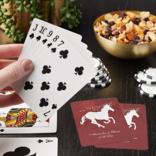 Red Unicorn Wedding Favour Card Deck