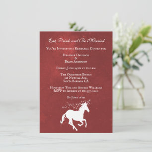 Red Unicorn Wedding Rehearsal Dinner Invite