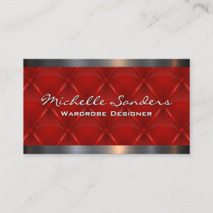 Red Upholstered Metallic Trim Business Card