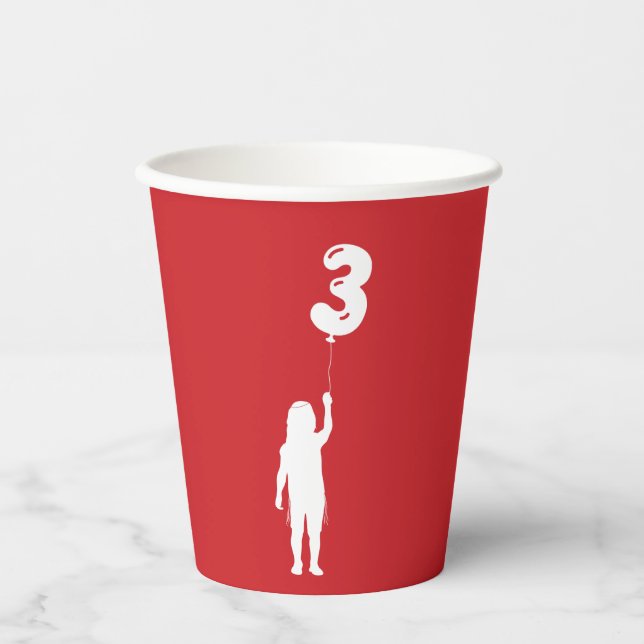 Red Upsherin Boy with 3 Balloon Paper Cups (Front)