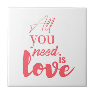 Red, urban graphic design "All you need is love" Tile