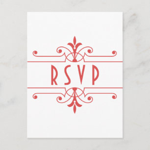 Red v2 Fancy Ornamental RSVP Postcard