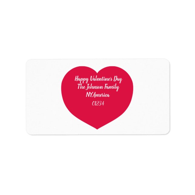 Red Valentine Heart-Shaped Label (Front)