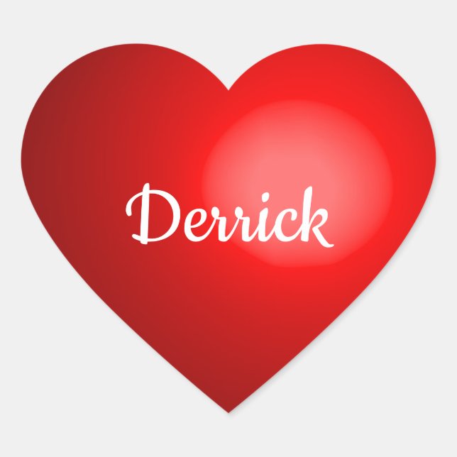 Red Valentine Heart with Name Heart Sticker (Front)