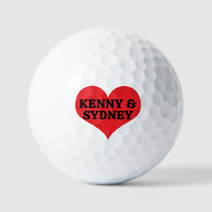 Red Valentine Heart With Your Personalised Names Golf Balls