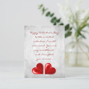 Red Valentine Hearts Flat Note Card