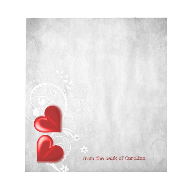 Red Valentine Hearts Personalised Notepad (Front)