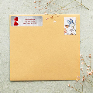 Red Valentine Hearts Return Address Label