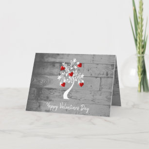 Red Valentine Hearts Tree Greeting Card