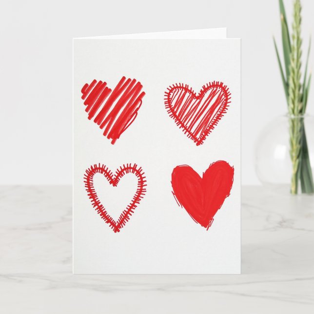 Red Valentine Love Heart Card (Front)
