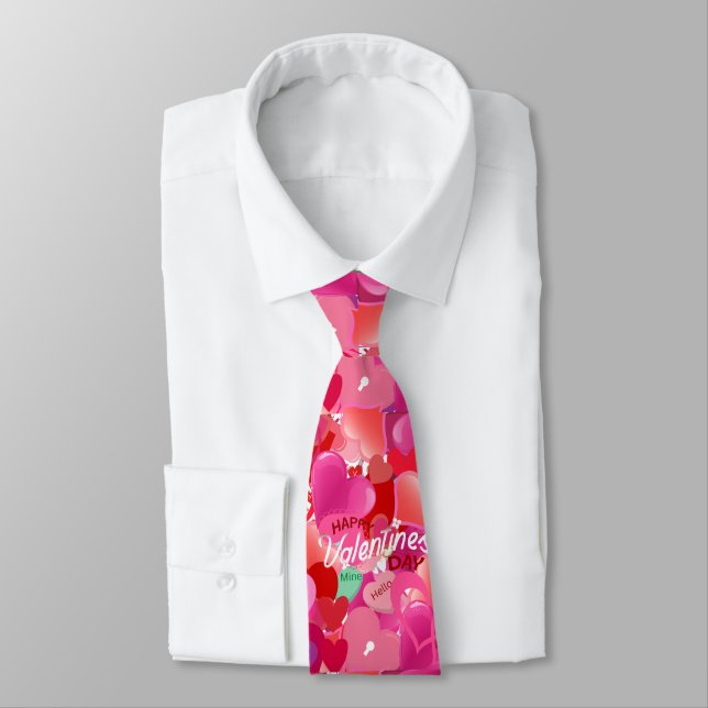 Red Valentine Mens Tie (Tied)