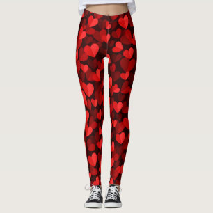 Red Valentine's Day Heart Pattern  Leggings