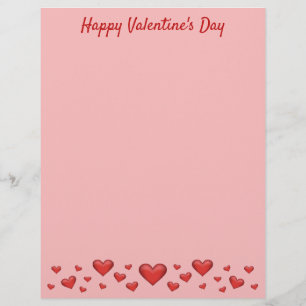 Red Valentine's Day Hearts & Custom Text Custom Letterhead