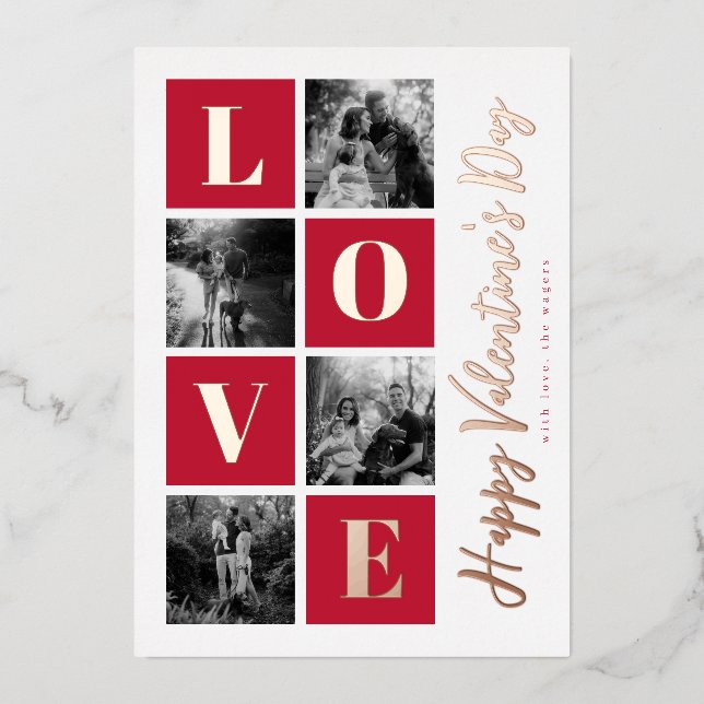 Red Valentine's Day LOVE Photo Grid (Front)