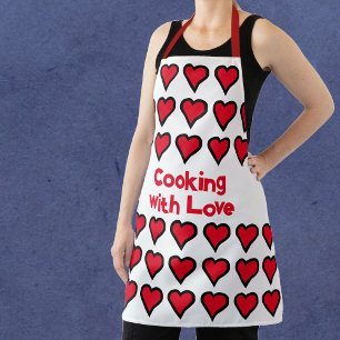 Red Valentines Hearts Apron
