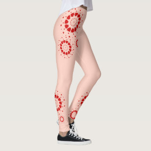 Red Valentine's hearts design on light-pink Leggings
