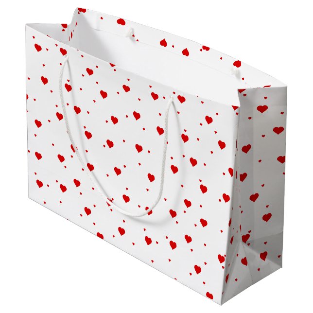 Red Valentines hearts pattern Large Gift Bag (Back Angled)