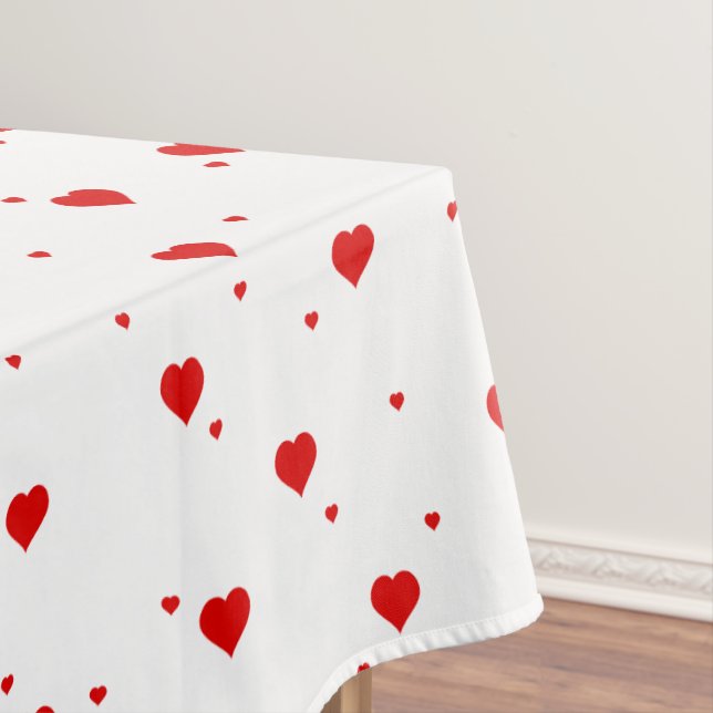 Red valentines Hearts Pattern Tablecloth (In Situ)