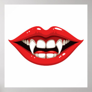 Red vampire lips poster