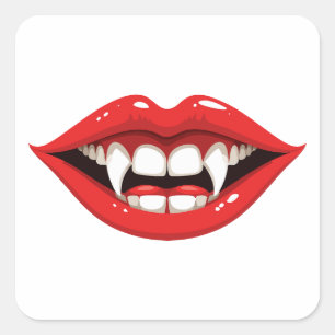 Red vampire lips square sticker