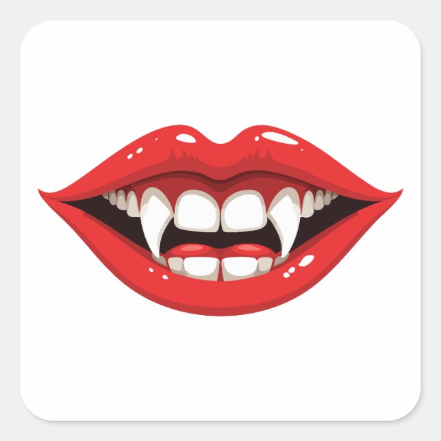 Red vampire lips square sticker (Front)