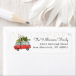 Red Van | Christmas Return Address Label<br><div class="desc">This collection depicts an iconic holiday scene: the family car bound for home with the perfect Christmas tree on top. Full of charm these designs invoke festive nostalgia. You’re getting ready to send out a bunch of letters, mailers, or invitations and you don’t want to spend the time (and energy)...</div>