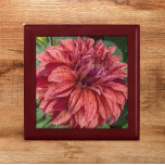 Red Variegated Dahlia Bloom Floral Gift Box<br><div class="desc">Store trinkets,  jewellery and other small keepsakes in this wooden gift box with ceramic tile that features the photo image of a large,  red,  variegated Dahlia bloom. A lovely,  floral design! Select your gift box size and colour.</div>