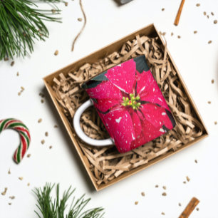 Red Variegated Poinsettia Holiday Mug
