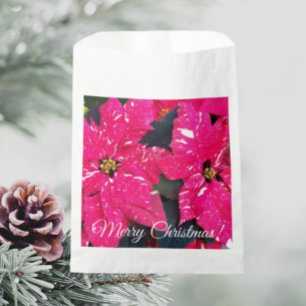Red Variegated Poinsettias Christmas Floral Favour Bags