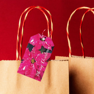 Red Variegated Poinsettias Holiday Gift Tags