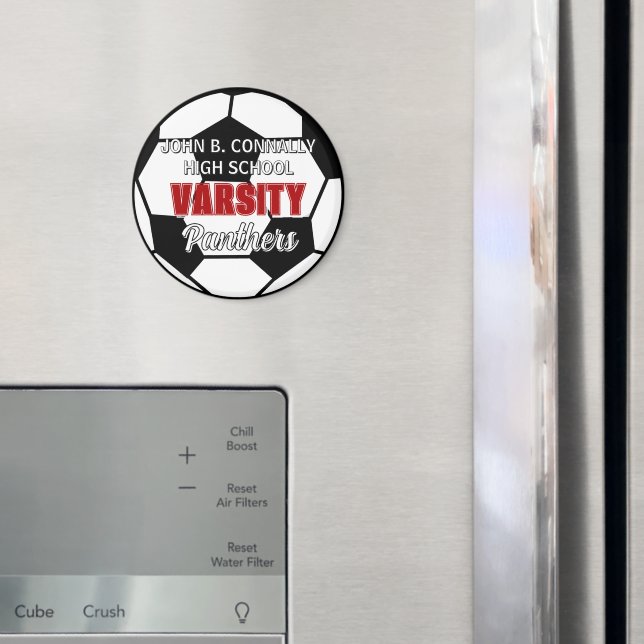 Red Varsity Soccer Custom High School Magnet (In Situ (Fridge))
