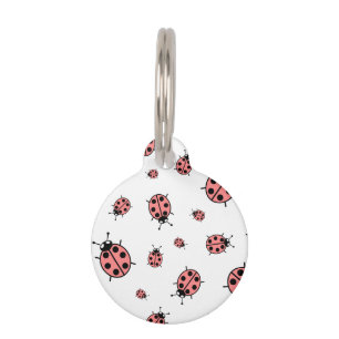 Red Vector Lady Bugs Pet Tag