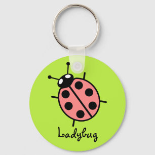 Red Vector Ladybug (Green Background) Key Ring