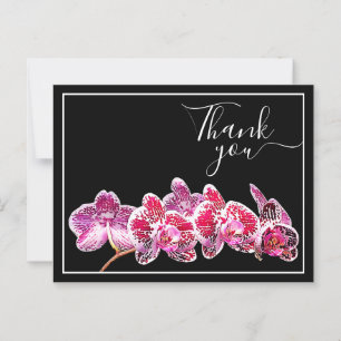 Red Veined Orchid Against Black Backdrop Thank You Postcard