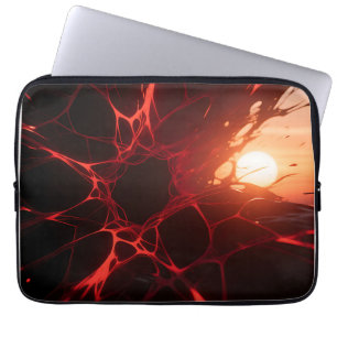 Red Veins Sunset Abyss Laptop Sleeve