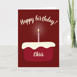 Red Velvet Birthday Cake w/ Glowing Lit Candle Card