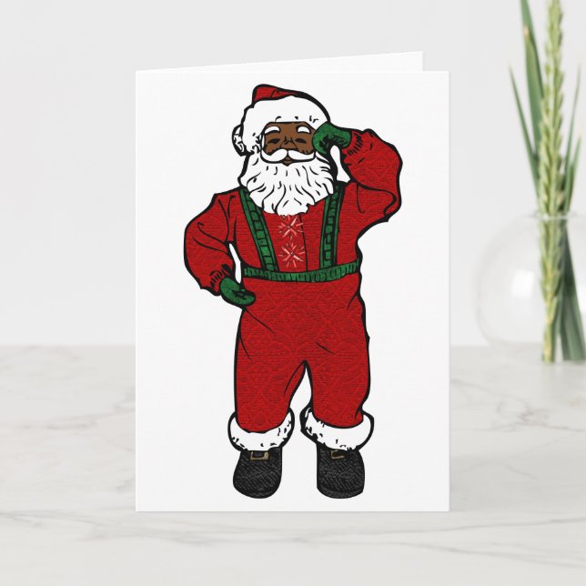 red velvet black santa holiday card (Front)