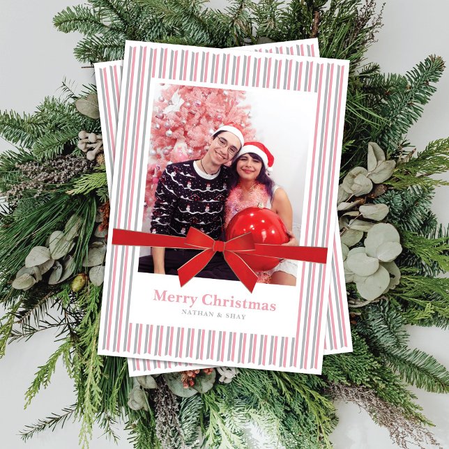 Red Velvet Bow Photo Christmas Card (Creator Uploaded)