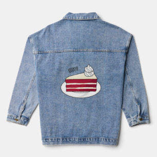 Red velvet cake cartoon illustration denim jacket