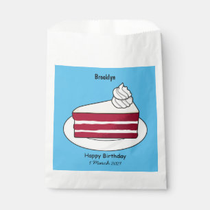 Red velvet cake cartoon illustration favour bags
