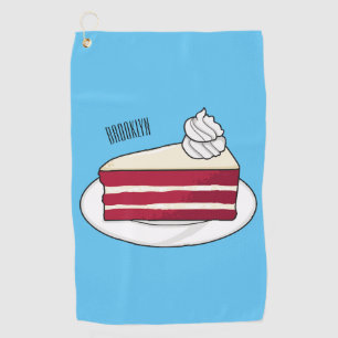 Red velvet cake cartoon illustration golf towel