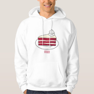 Red velvet cake cartoon illustration hoodie