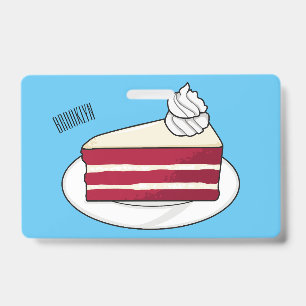 Red velvet cake cartoon illustration ID badge