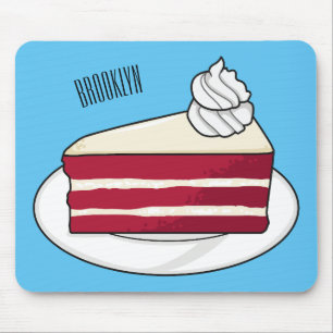 Red velvet cake cartoon illustration mouse pad