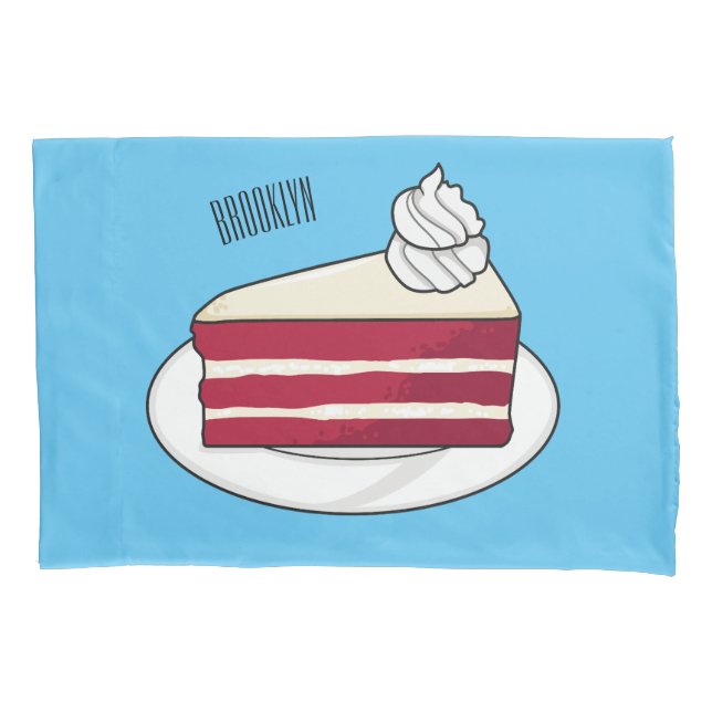 Red velvet cake cartoon illustration pillowcase (Front)