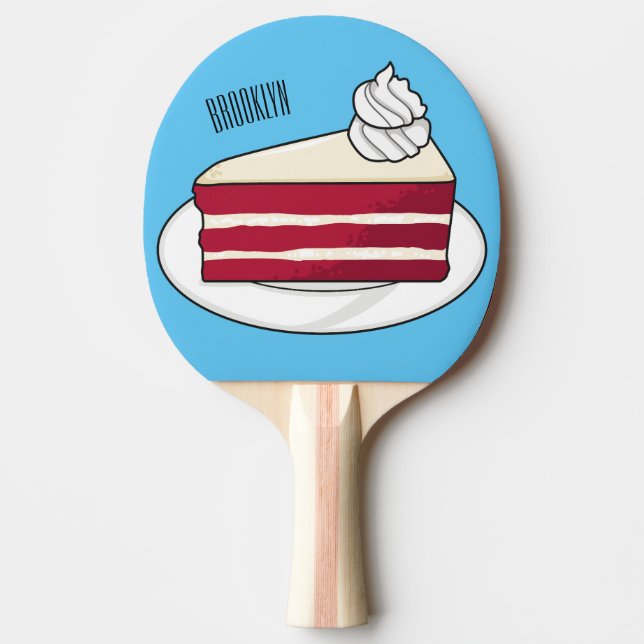Red velvet cake cartoon illustration ping pong paddle (Front)