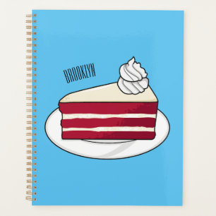 Red velvet cake cartoon illustration planner