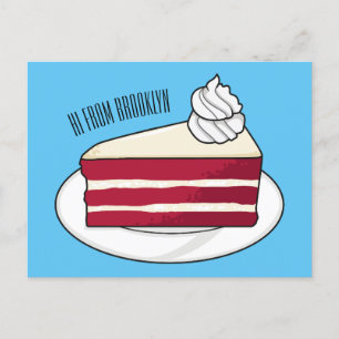 Red velvet cake cartoon illustration postcard